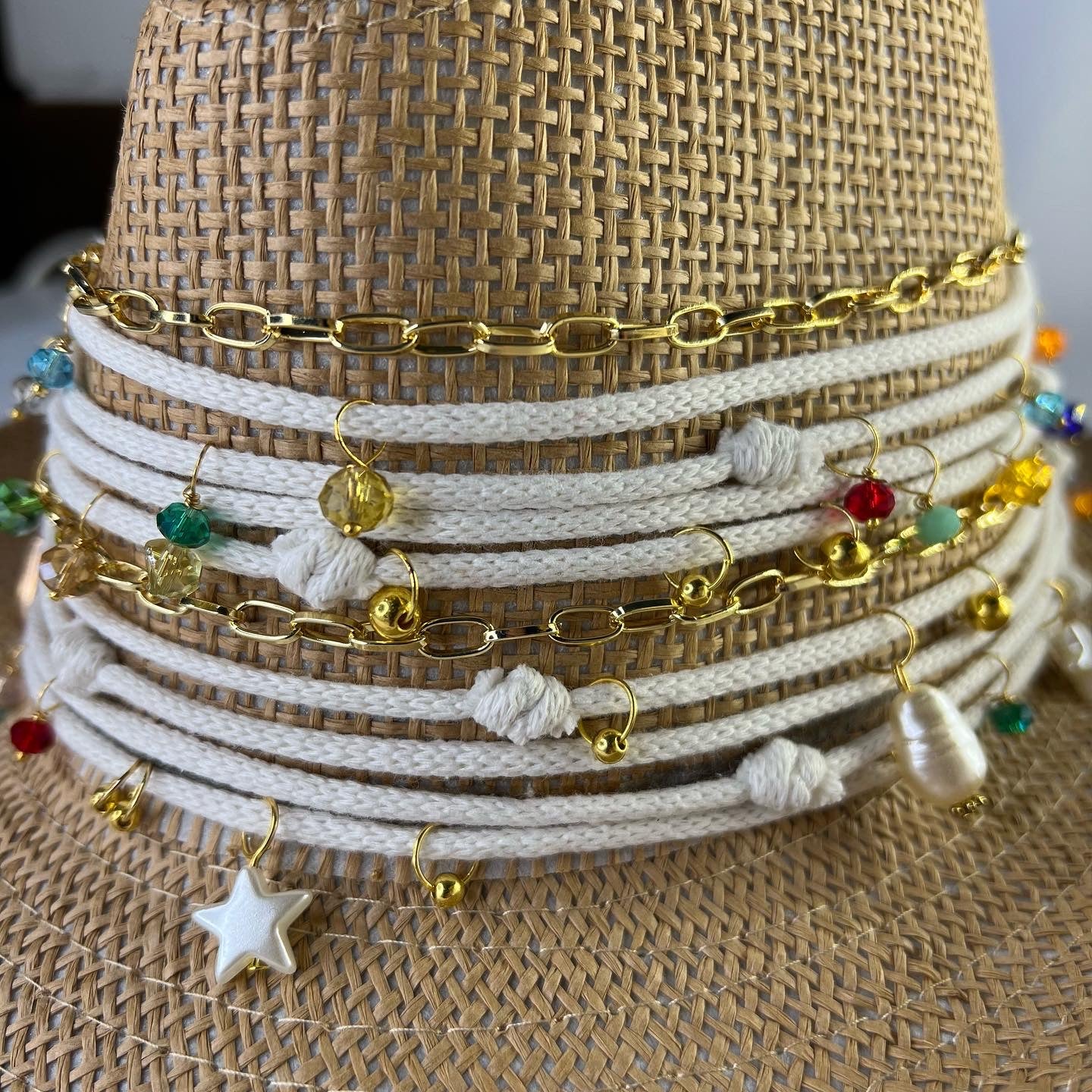 Summer Hat - Beige with Charms