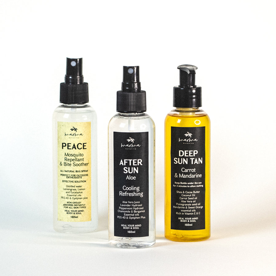 Marma Botanica Deep tan oil, after sun mist and mosquito repellant mist