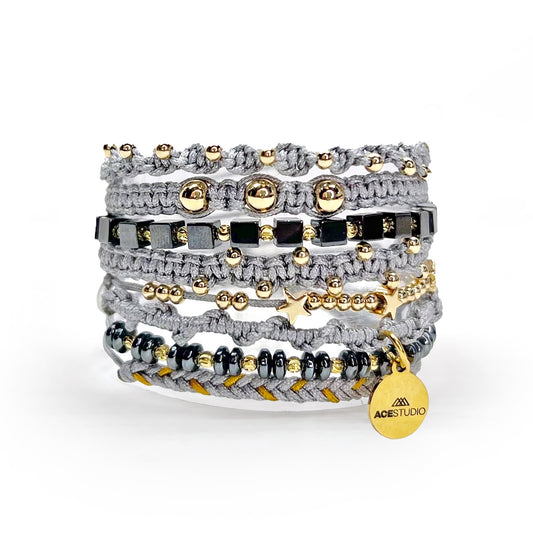 8 in 1 wrap bracelet of silver and gold for women made by ACE studio 
