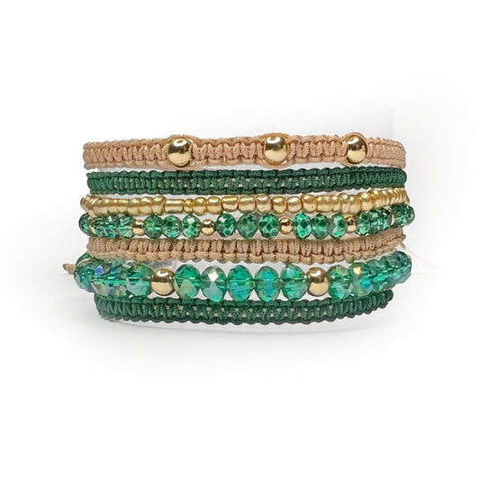 7 in 1 Wrap Bracelet - Beige and Green