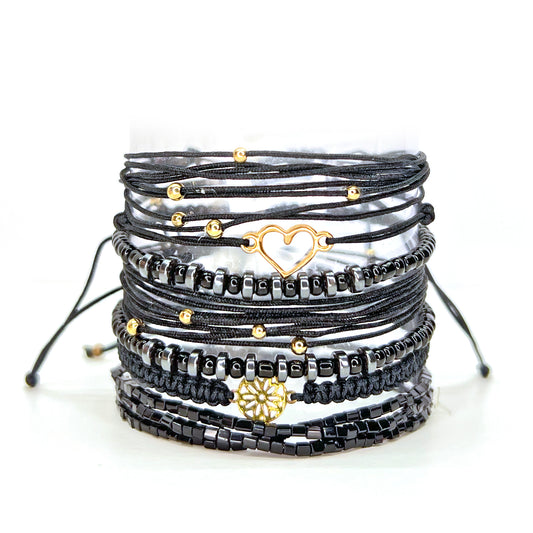 7 pieces - Black Bracelets bundle