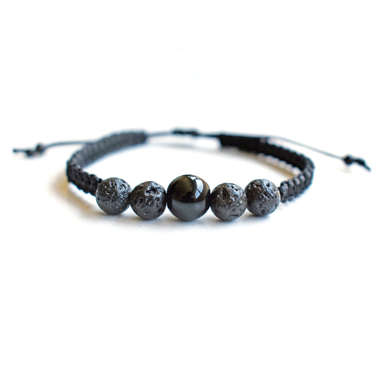 Hand made Lava beads bracelet color black