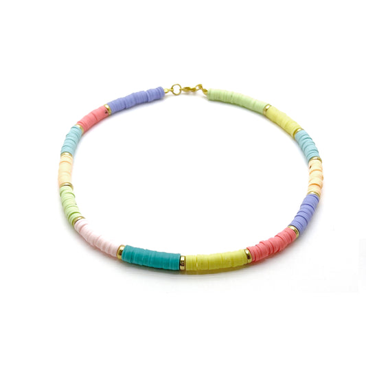 pastel colored necklace with gold separators, ACE Studio, Necklace, Choker