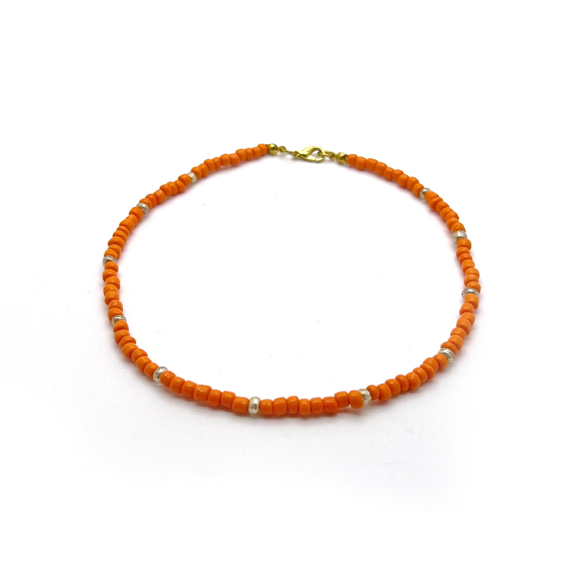 Orange Glass beads Necklace, choker, Ace Studio