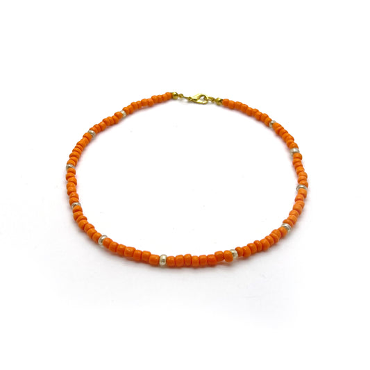 Orange Glass beads Necklace, choker, Ace Studio