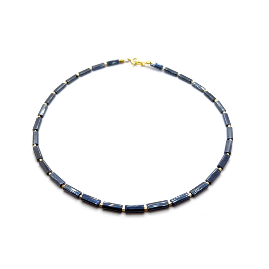 Rectangular glass & gold necklace, jewelry, timeless, Ace Studio