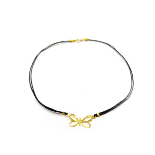 Gold Butterfly Choker with black cord, Necklace, Ace Studio