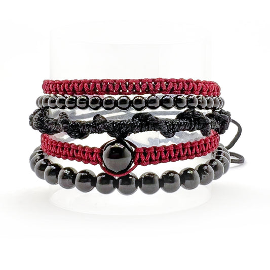 5 in 1 Wrap Bracelet Burgundy Black (Men)