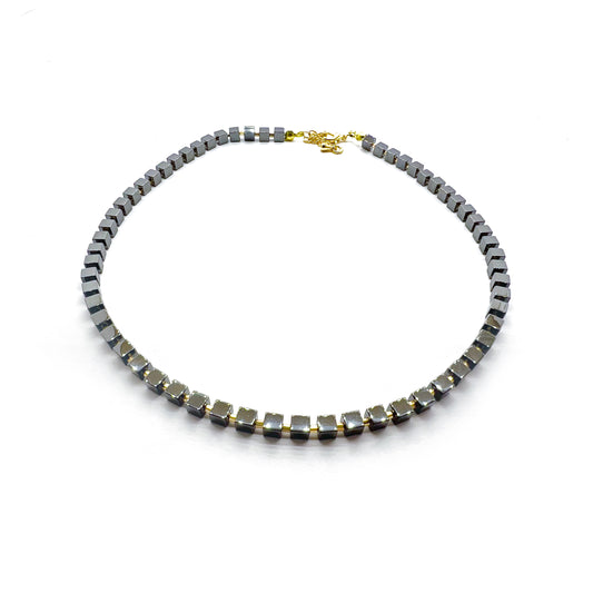 Necklace - Hematite Squared