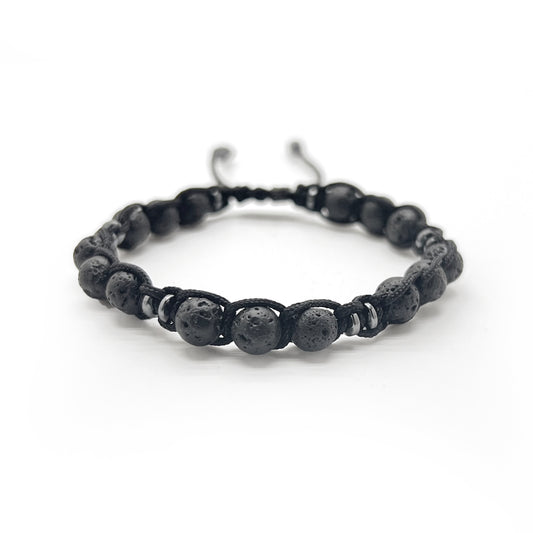Bracelet for Men - Lava & Hematite Beads