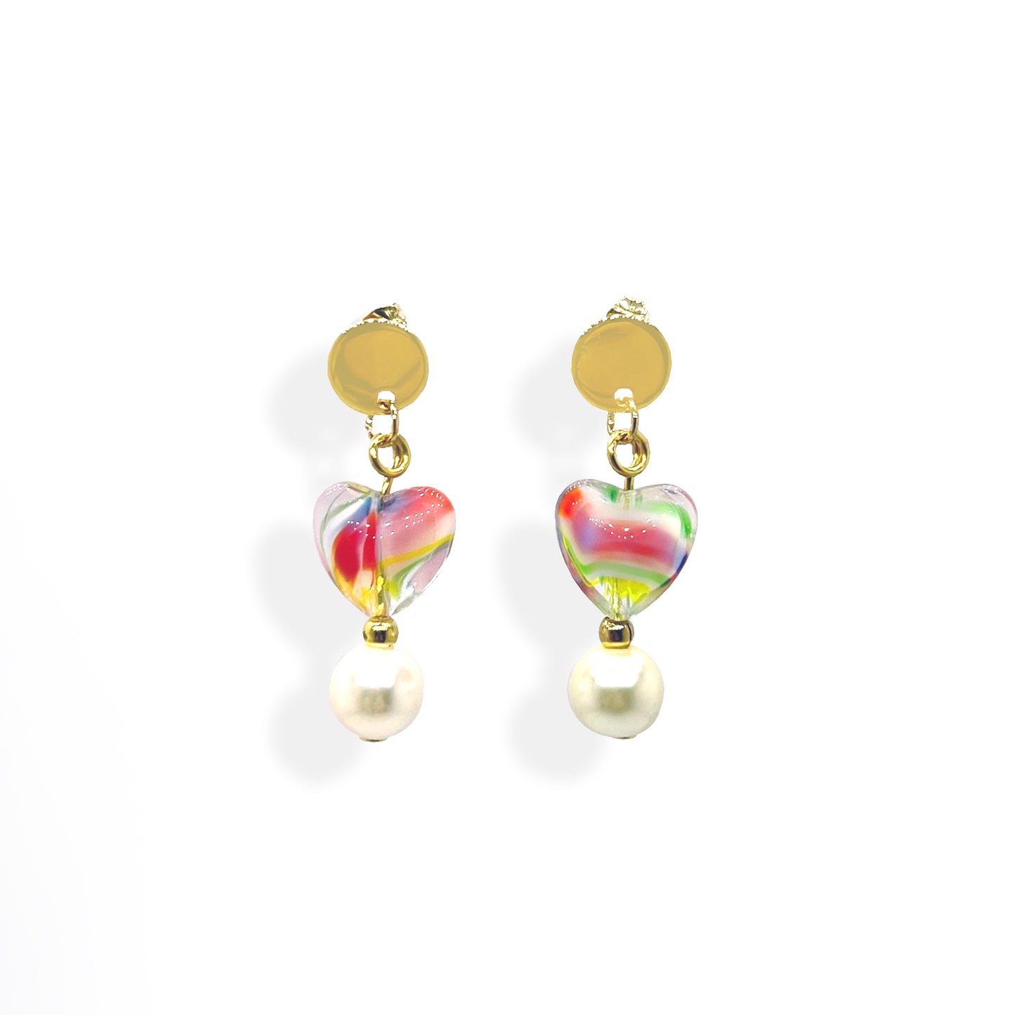 Earrings - Murano Heart & Pearl