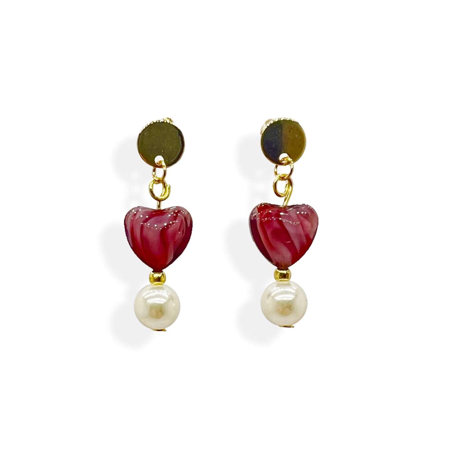 Earrings - Murano Heart & Pearl